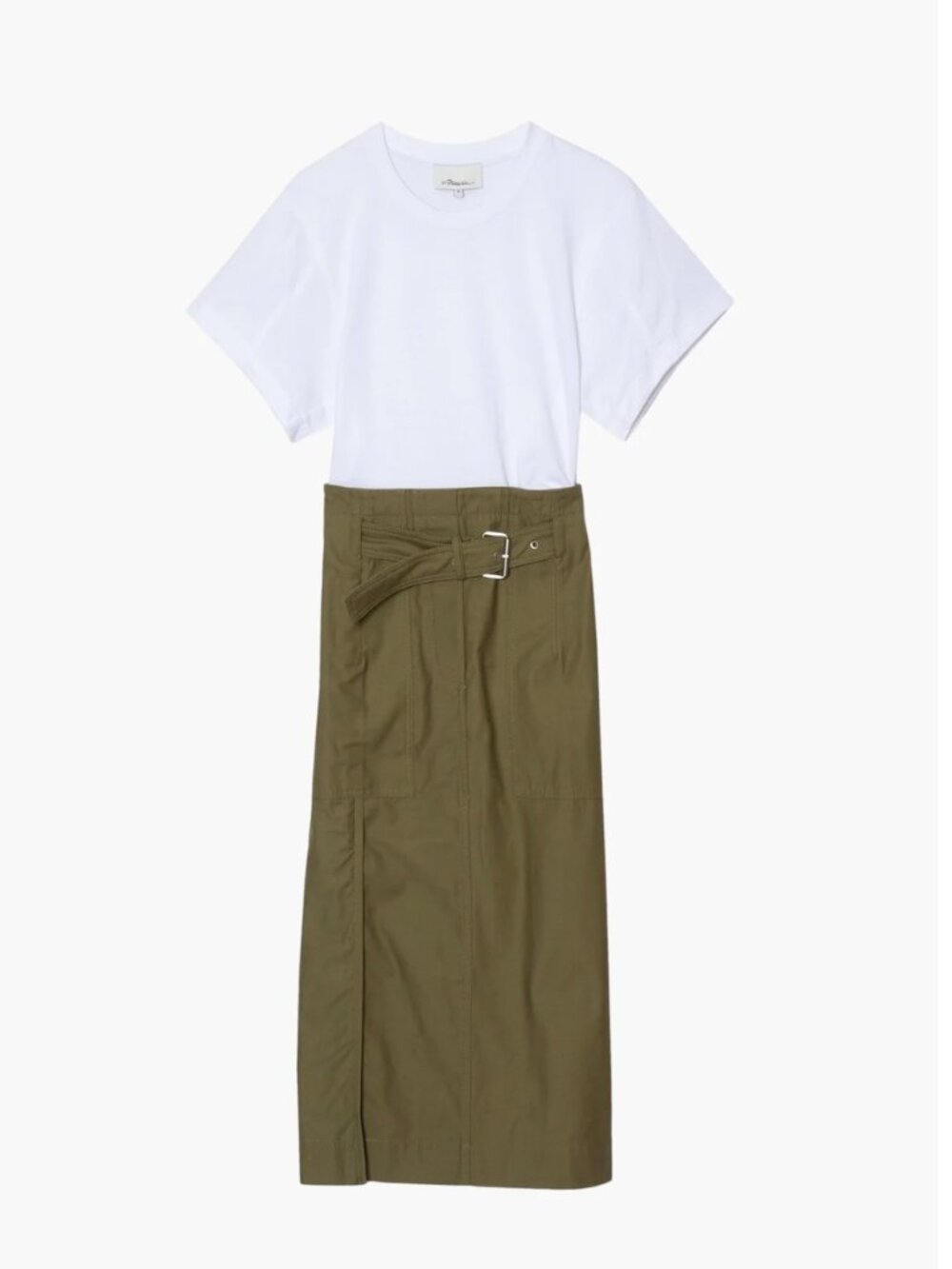 3.1 Phillip Lim Olive Green and white cargo dress
